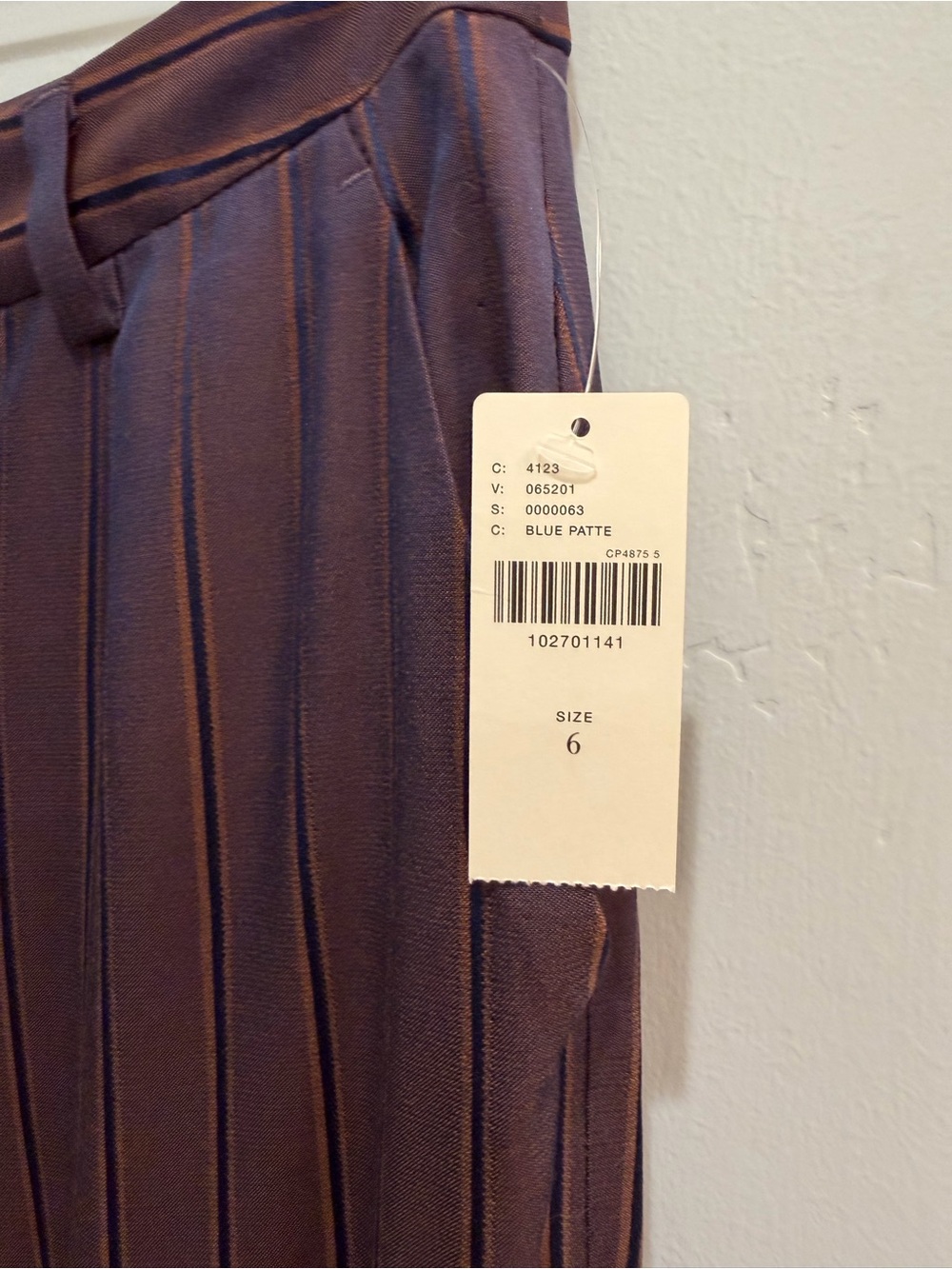 Anthropologie Maeve Cocktail Hour Stripe Suiting Trouser Pants Purple Brown Sz 6 - Picture 5 of 13